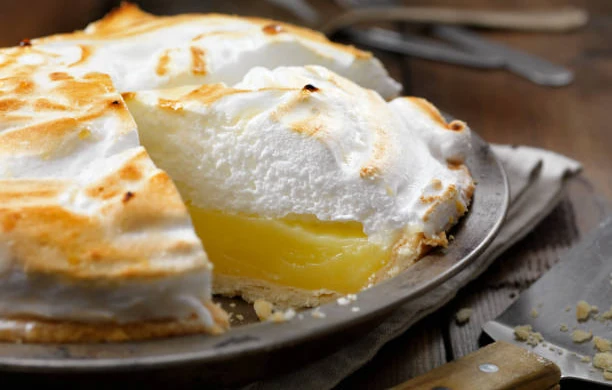 A lemon meringue pie